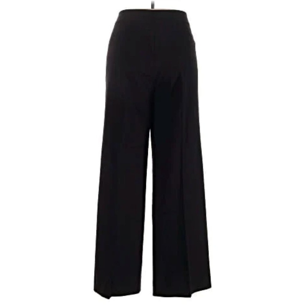 LAFAYETTE 148 sz 16 Dalton Wool Crepe Black Wide Leg Trousers Pants act 36" x29" - Picture 2 of 9